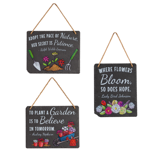 Evergreen_ Slate Floral Garden Signs Prairie Blossom Nursery