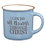 Mug Camp Blue/White All Things Through Christ