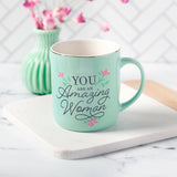 Mug Teal/White You Are an Amazing Woman