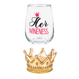 Evergreen_ Wine Glass w/Coaster 17 oz, Her Wineness