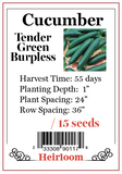 PBN Cucumber 'Tender Green' Burpless / 15 seeds