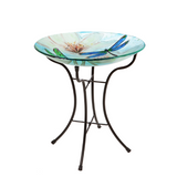 Evergreen_ Glass Birdbath 16"