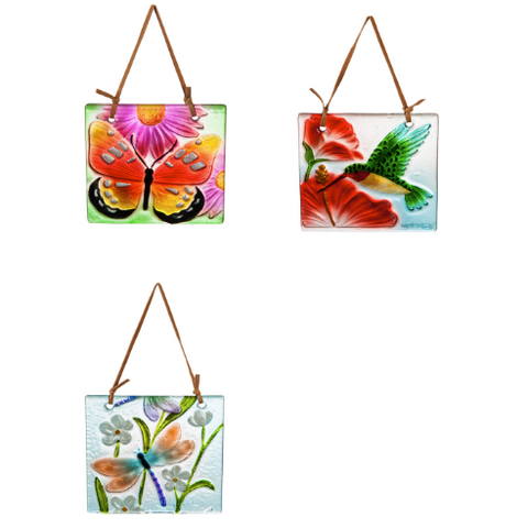Evergeen_ Hand Painted Embossed Glass Floral Suncatchers