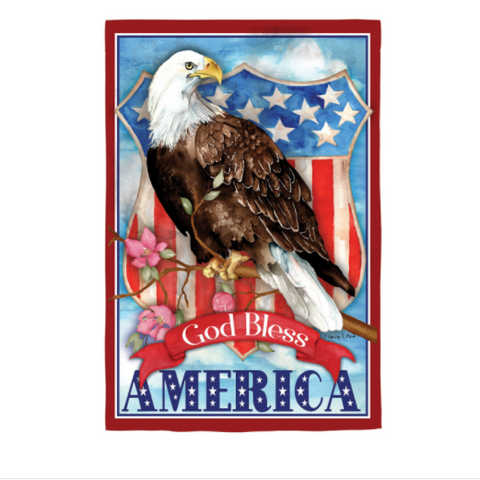 Evergreen_ God Bless America Eagle Suede Flag