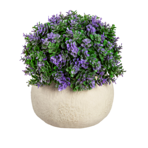 Evergreen_ Artificial Purple Floral in Stone Pot